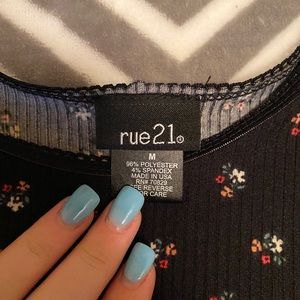 black w/ flower lace trim top